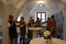 "De echtn Hoslbecka" machen Musik auf der Abschlussfeier "Unser Dorf hat Zukunft"